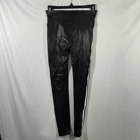 NWT Spanx [ Small ] Side‎ Stripe Faux Leather Leggings in Black/White - Picture 9 of 12